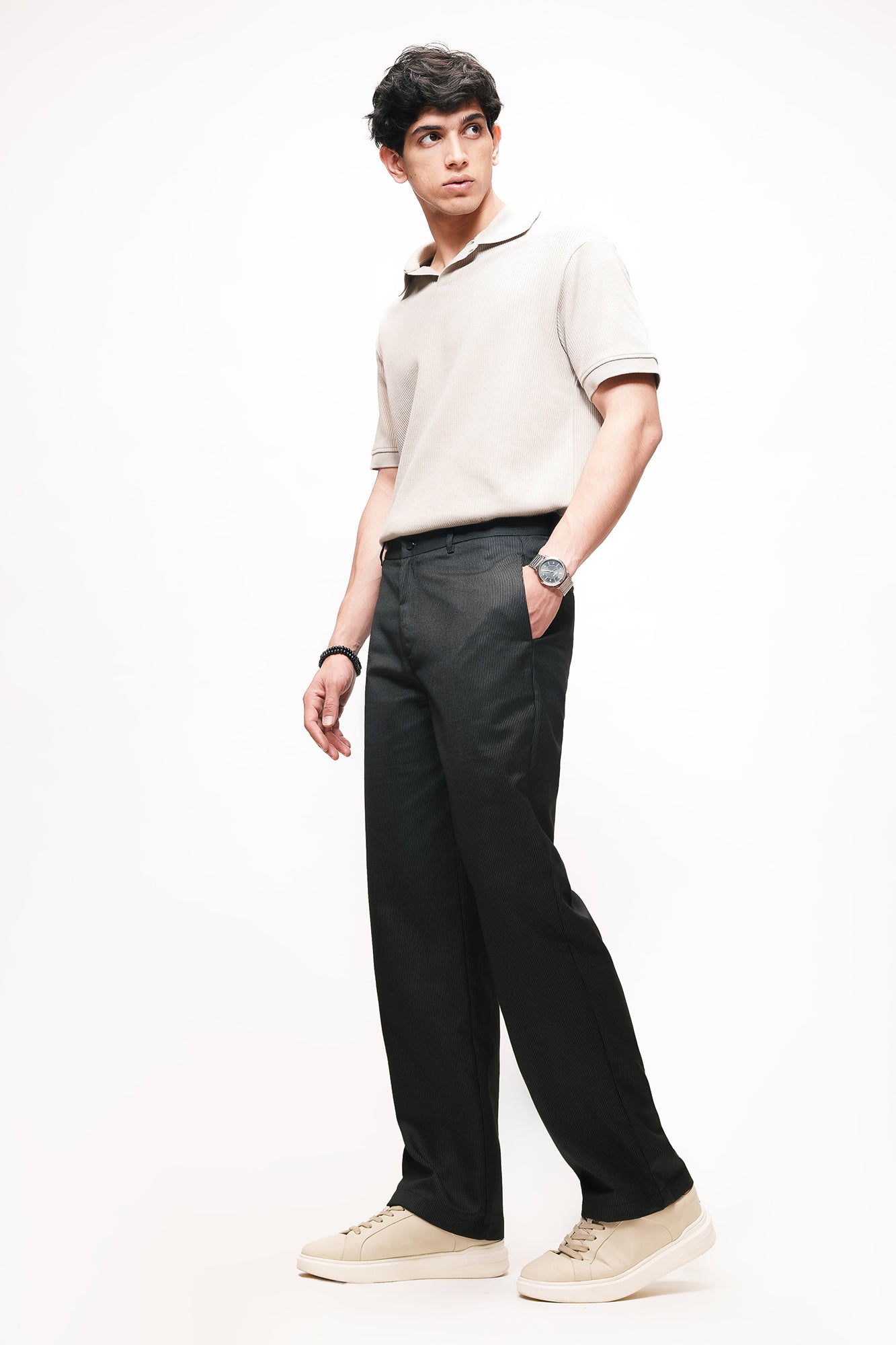 Timeless Black Men's Straight Pinstripe Pants