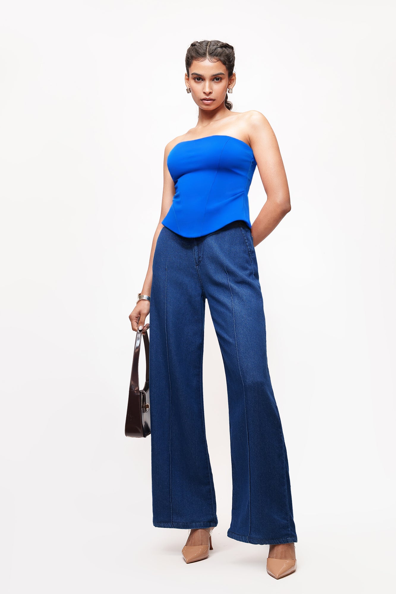 Dark Indigo Pintuck Straight Jeans