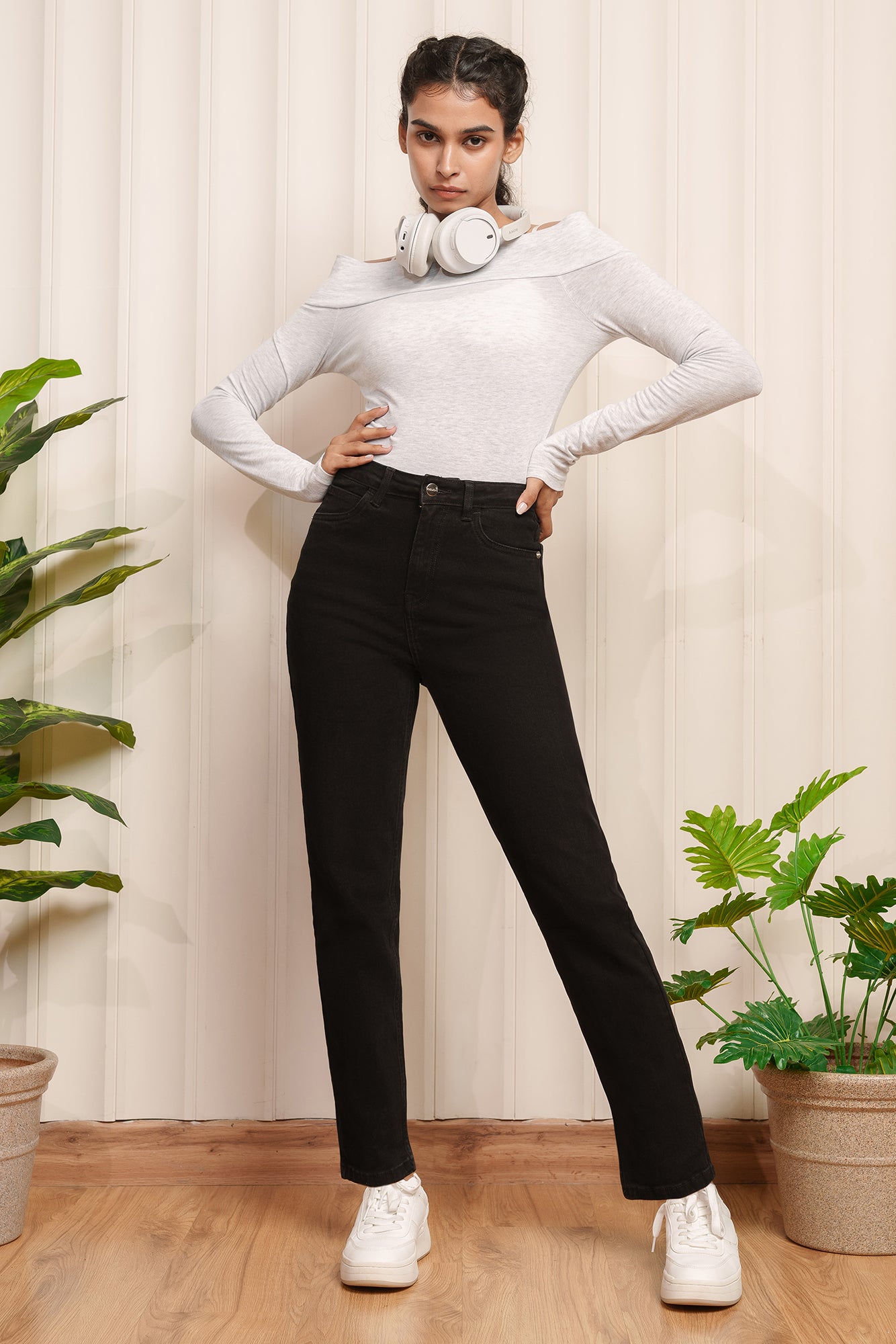 Silken Grey Belted Flared Korean Pants