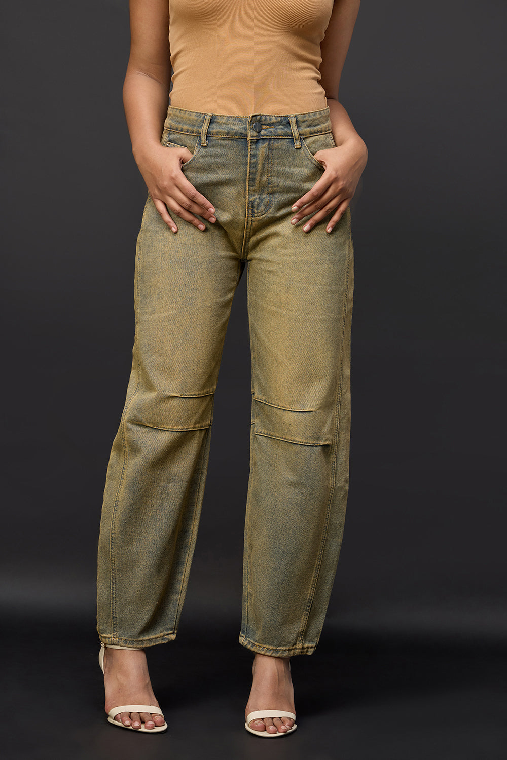 Terracotta Earth Barrel Leg Jeans