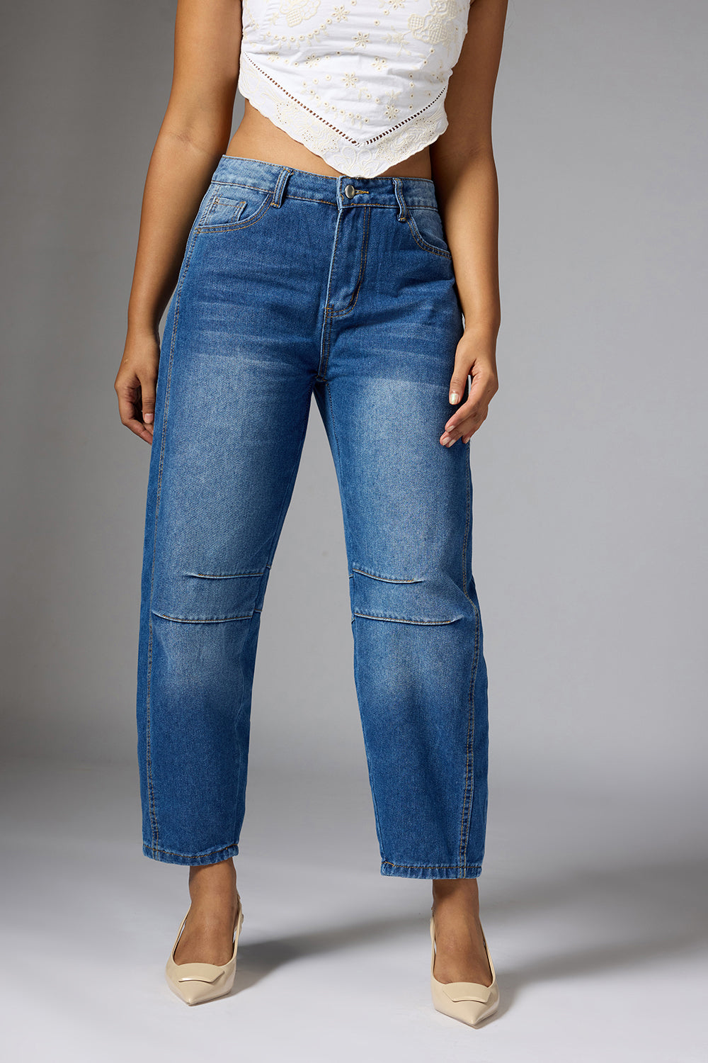 Yale Blue Barrel Leg Jeans