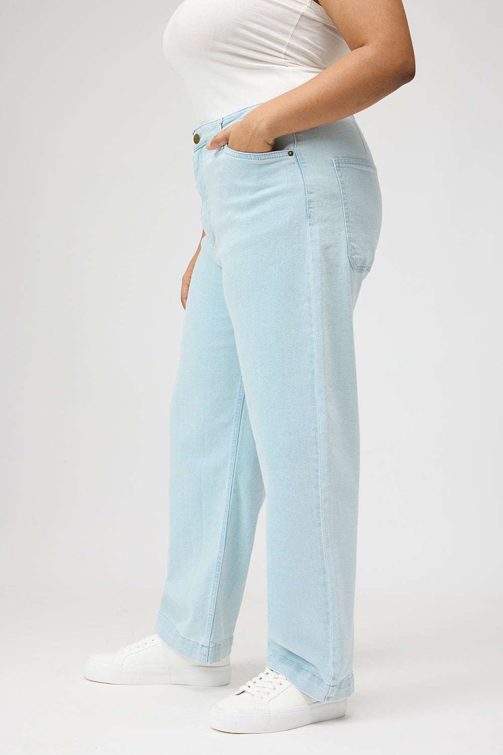 Curve Faded Blue High Waist Mom Fit Jeans