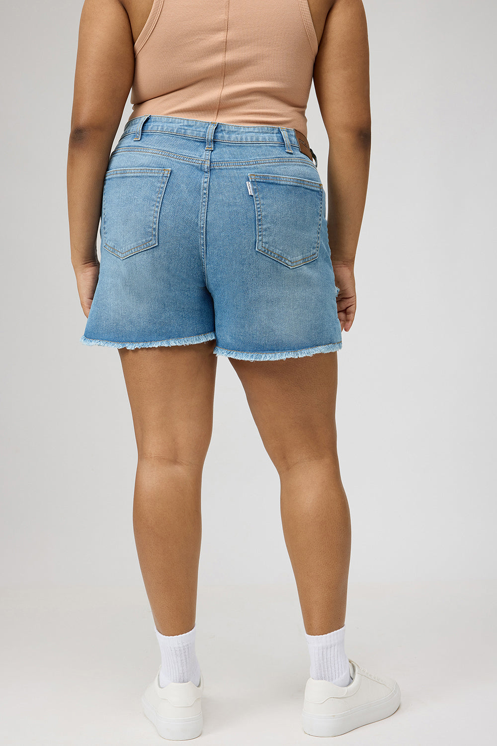 Powder Blue Upturn Denim Shorts