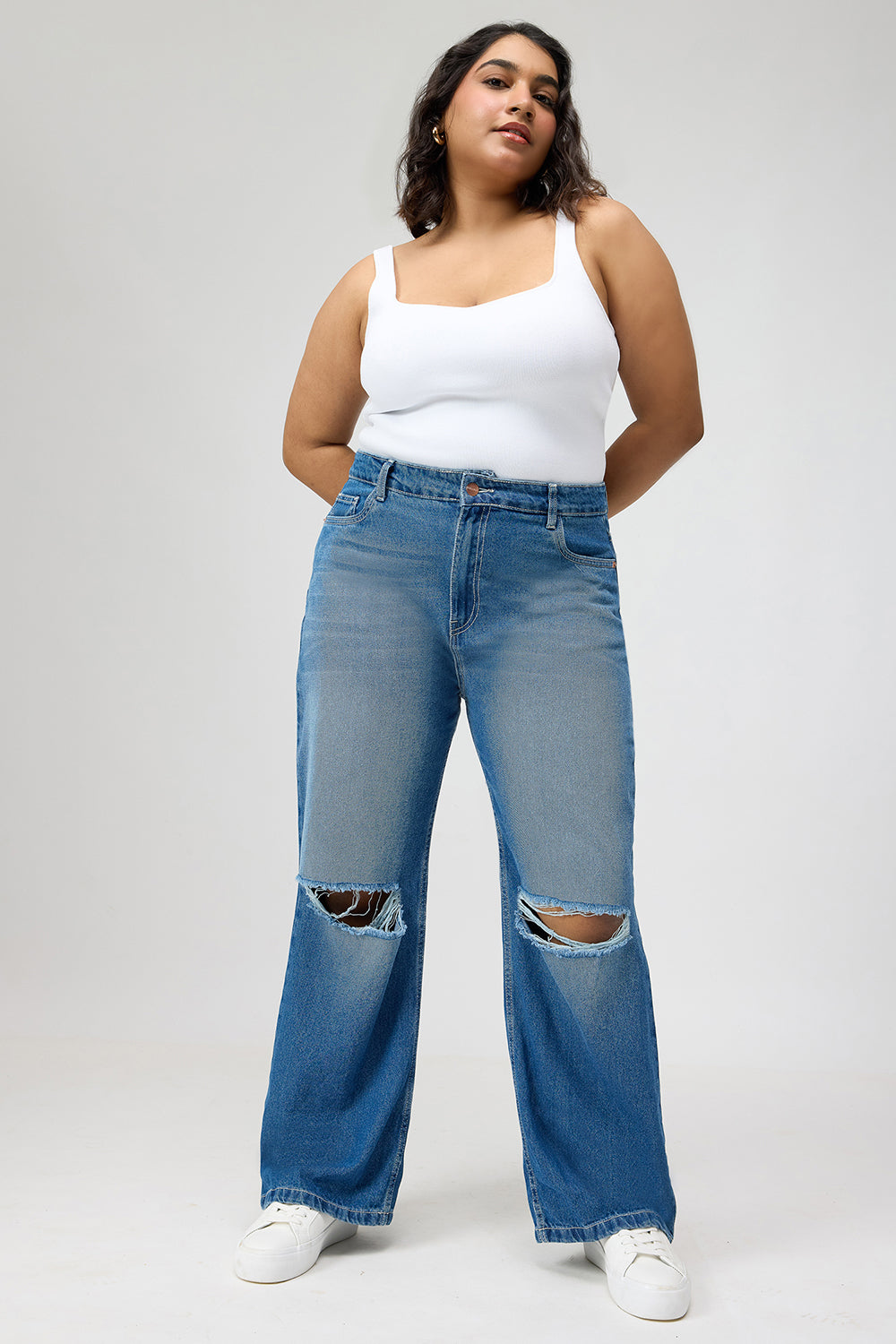 Curve Urban Ripped Straight Jeans