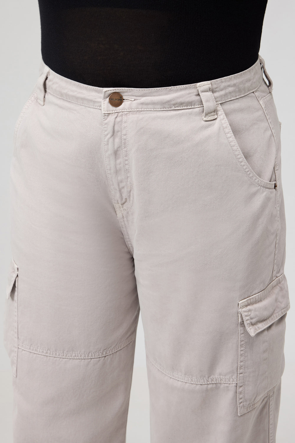 Curve Cream Cargo Jeans