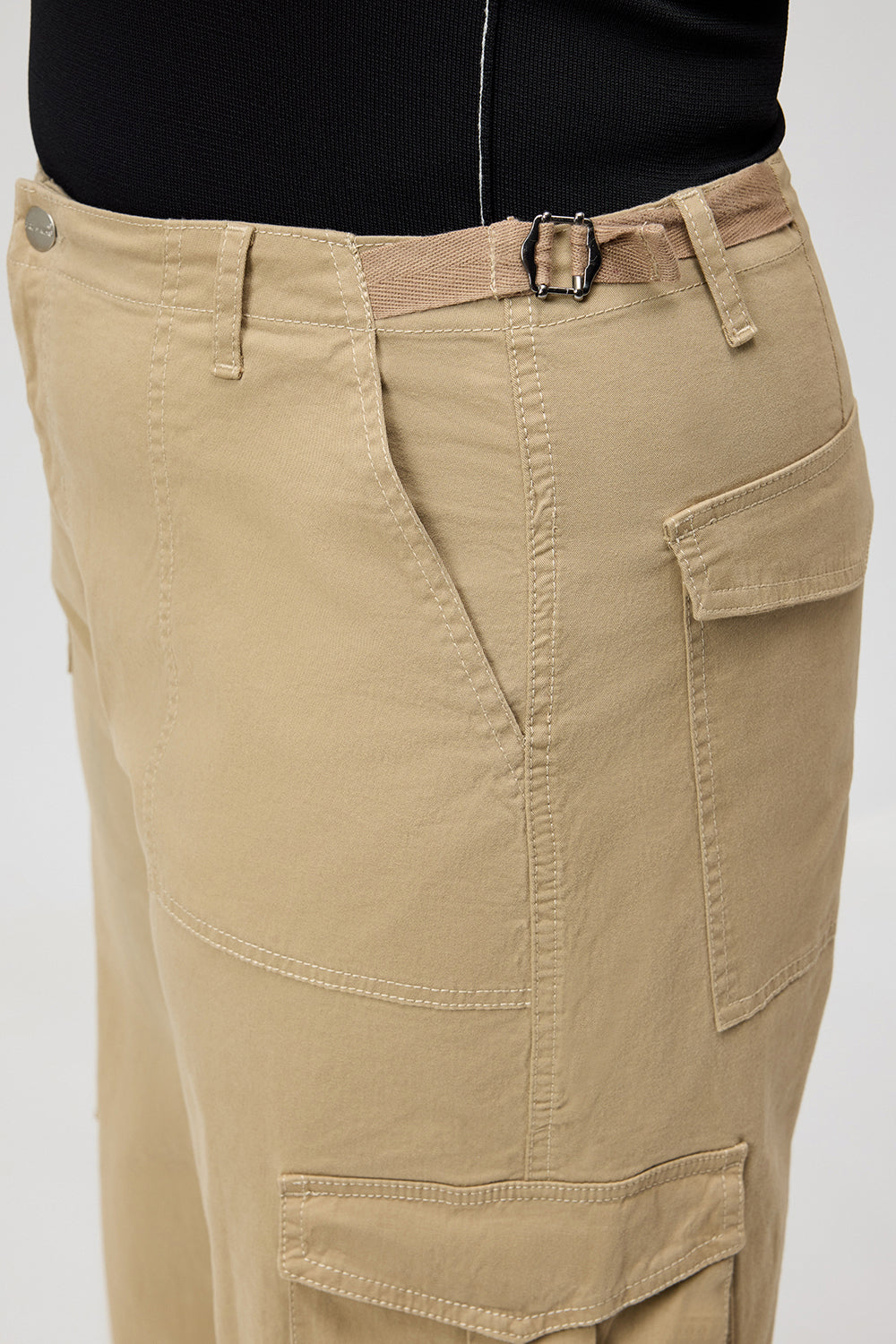 Curve Dark Beige Cargo Jeans