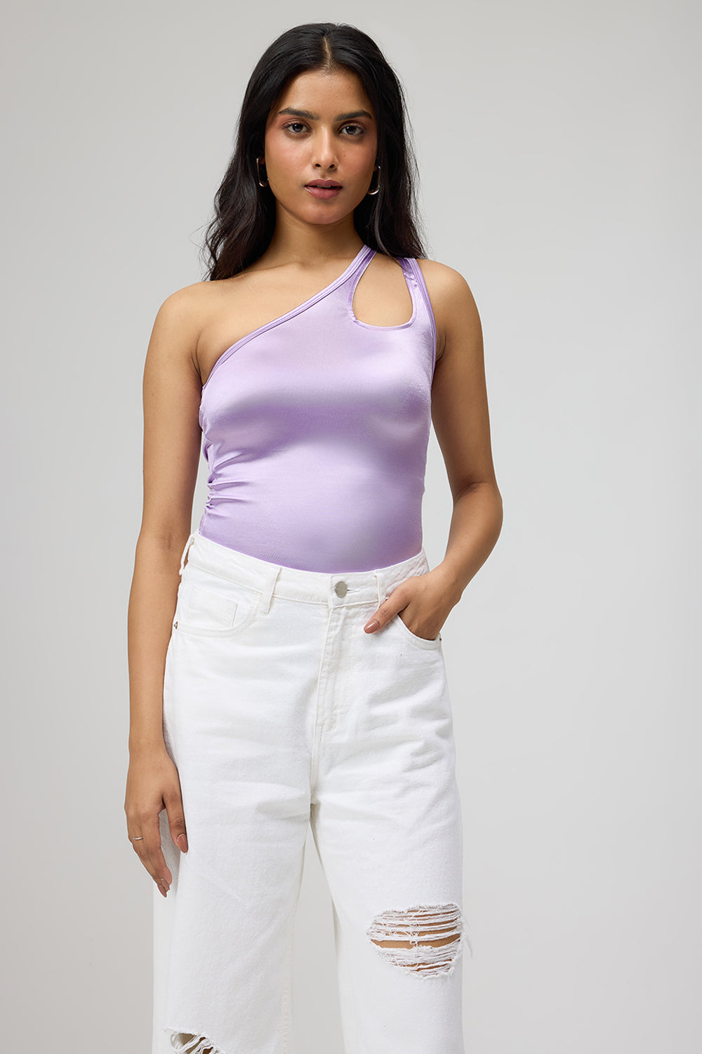 Lavender One Shoulder Bodysuit