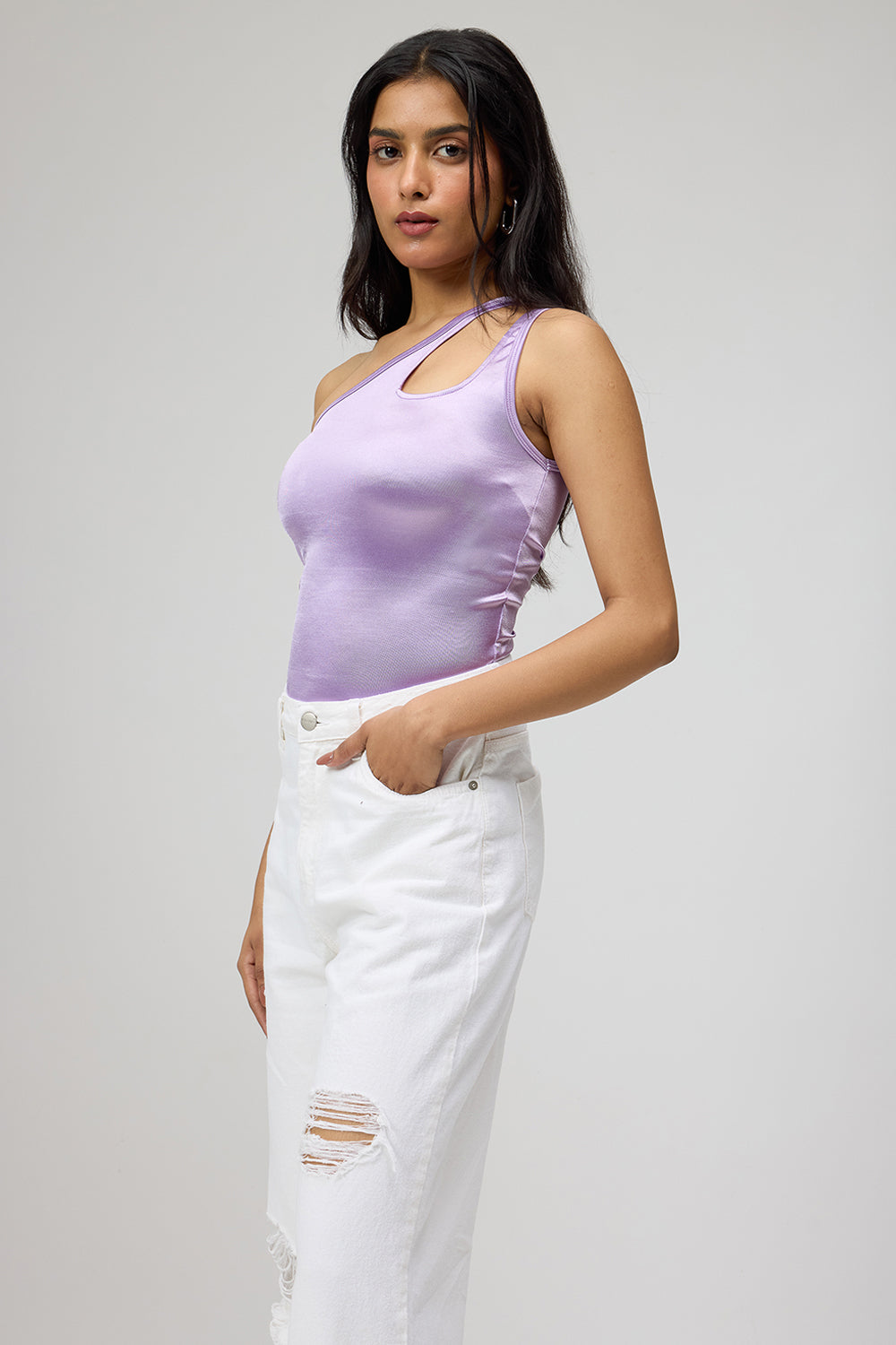 Lavender One Shoulder Bodysuit