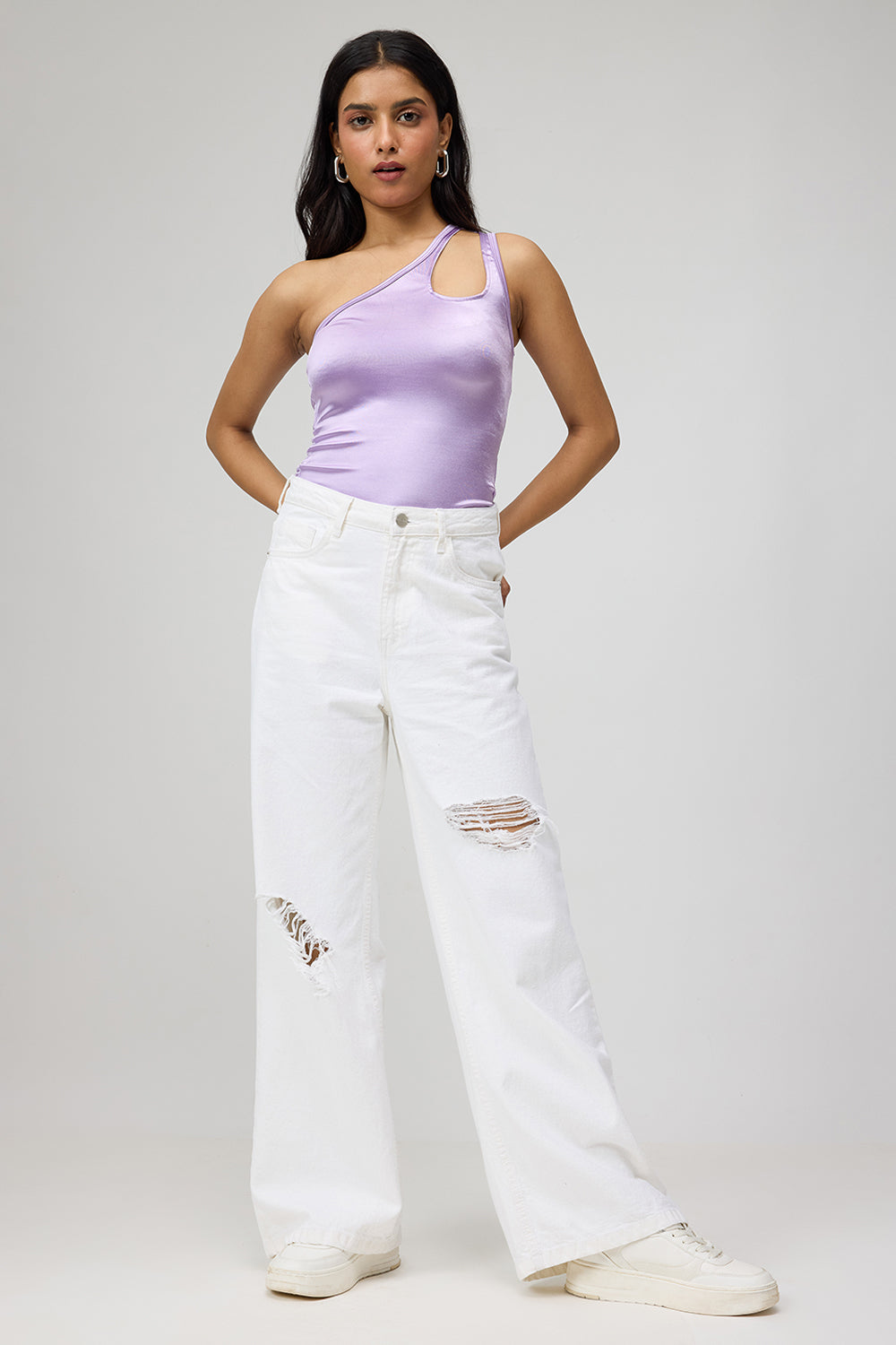 Lavender One Shoulder Bodysuit