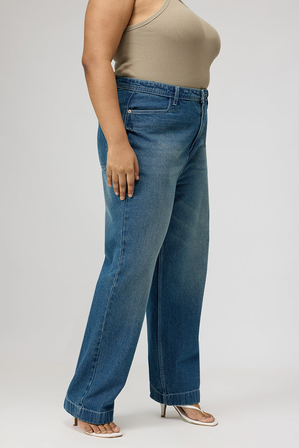 Curve Mid Blue Straight Fit Jeans