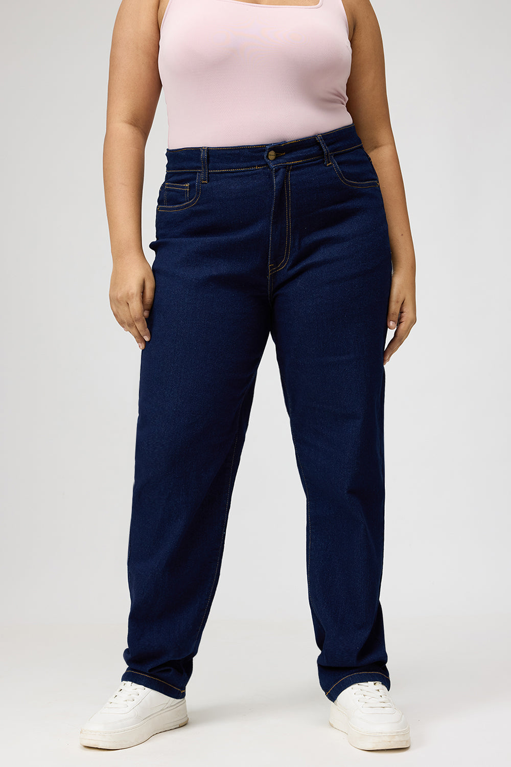 Curve Straight Leg Dark Blue Denim Jeans