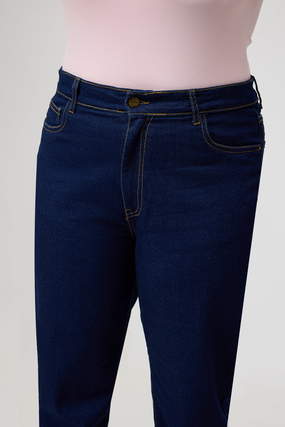 Curve Straight Leg Dark Blue Denim Jeans