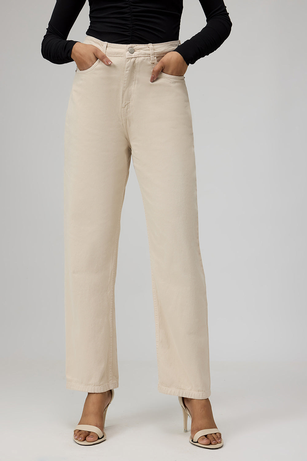 Classic Off-White Straight Leg Jeans