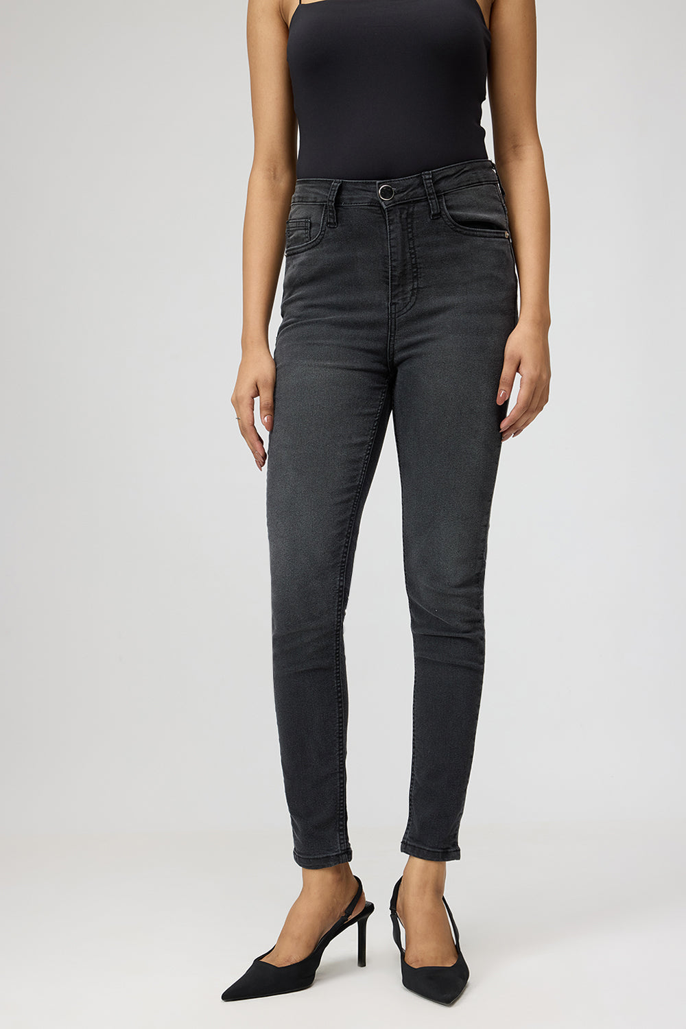 Charcoal Hued Sleek Skinny Jeans