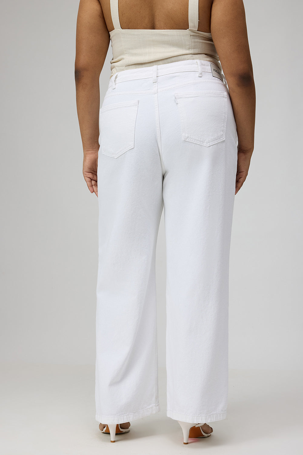 Glacial White Ripped Wide-Leg Jeans