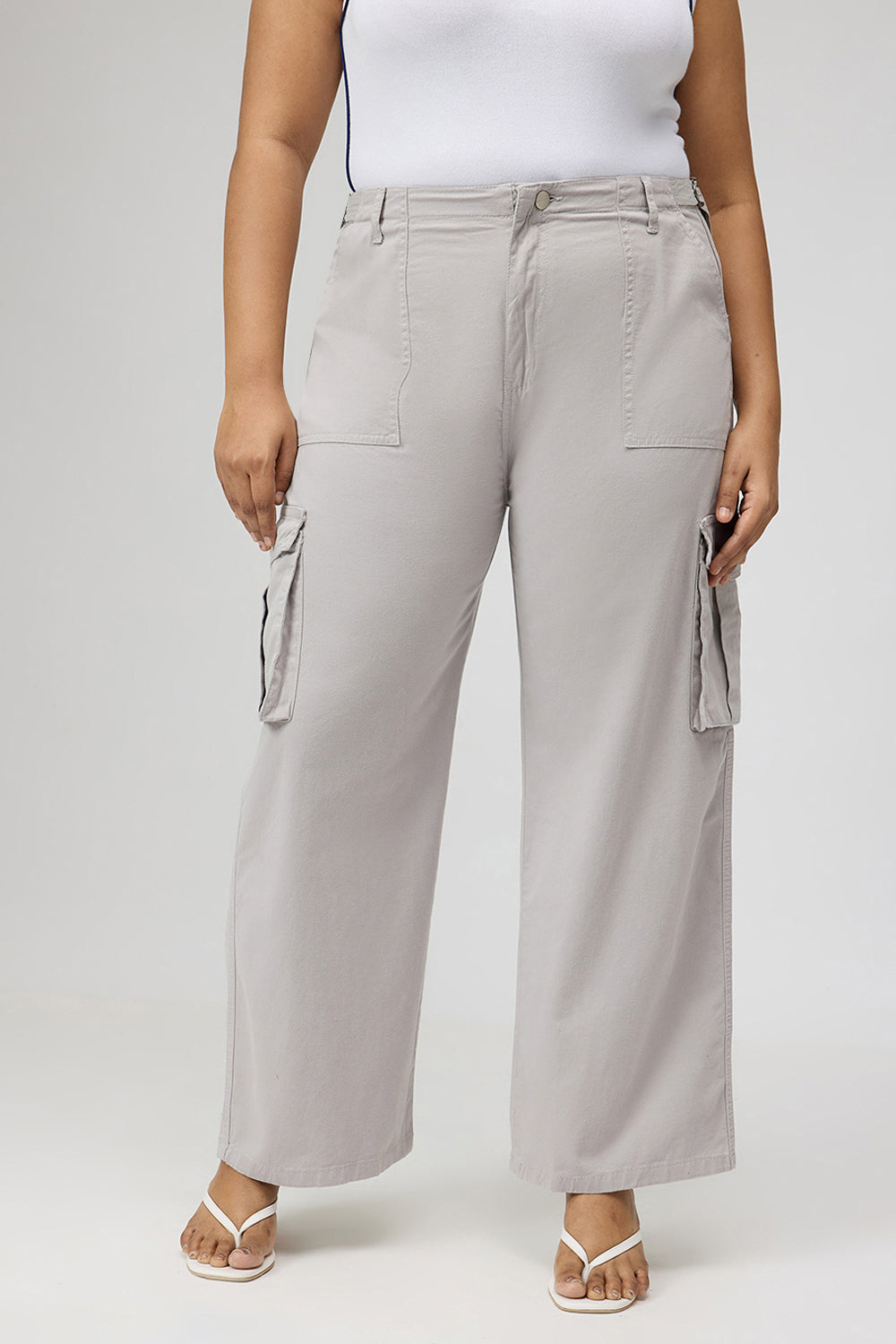 Silver Stone Curve Cargo Jeans