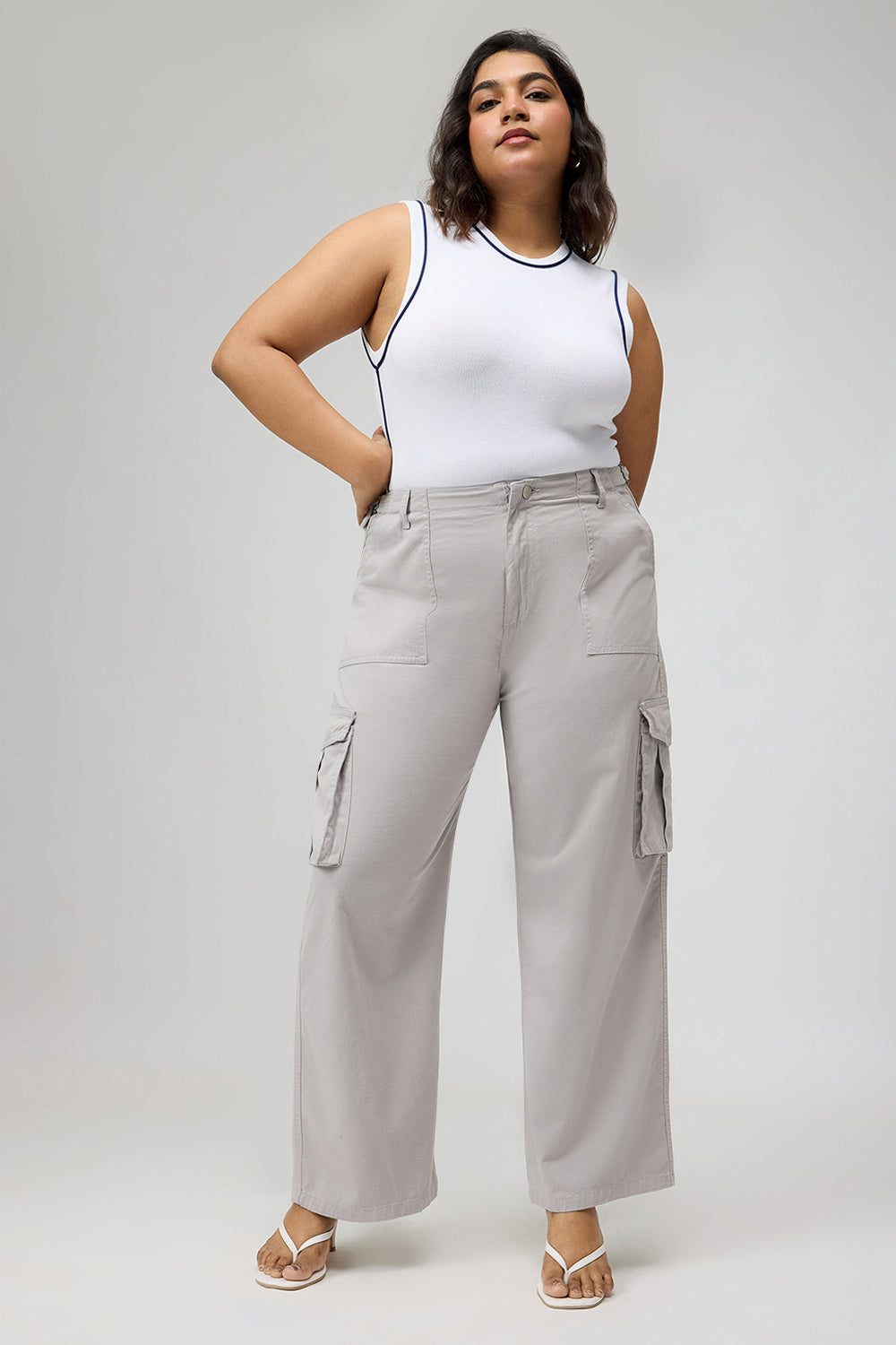 Silver Stone Curve Cargo Jeans