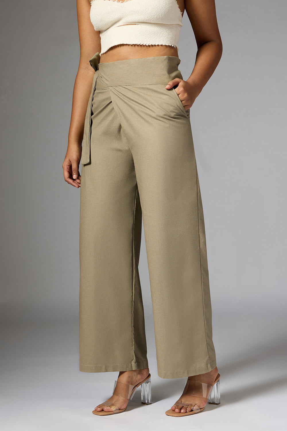 Sage Green Wrap Around Korean Pants