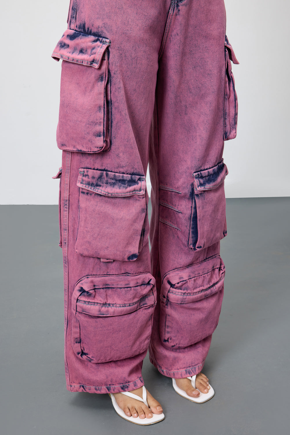 Blush Denim Utility Cargo Jeans