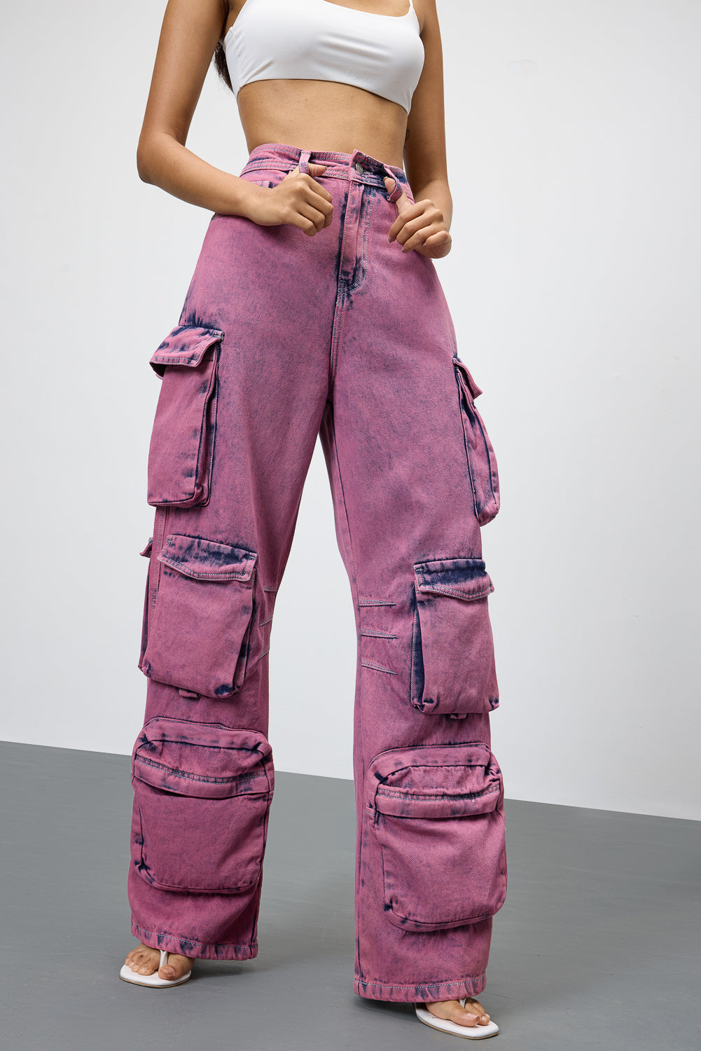 Blush Women's Baggy Straight Cargo Jeans