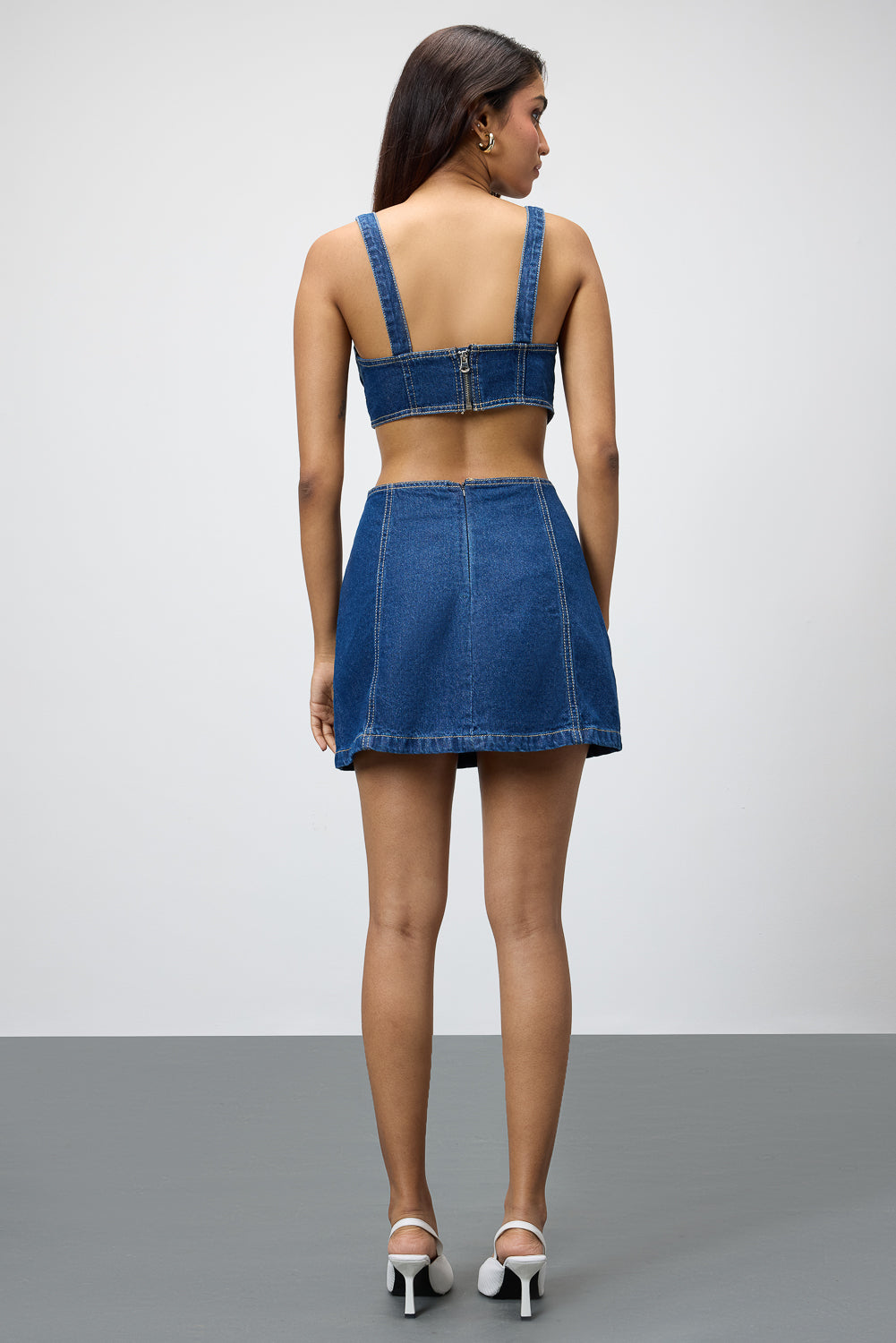 Cut Out Mini Denim Dress