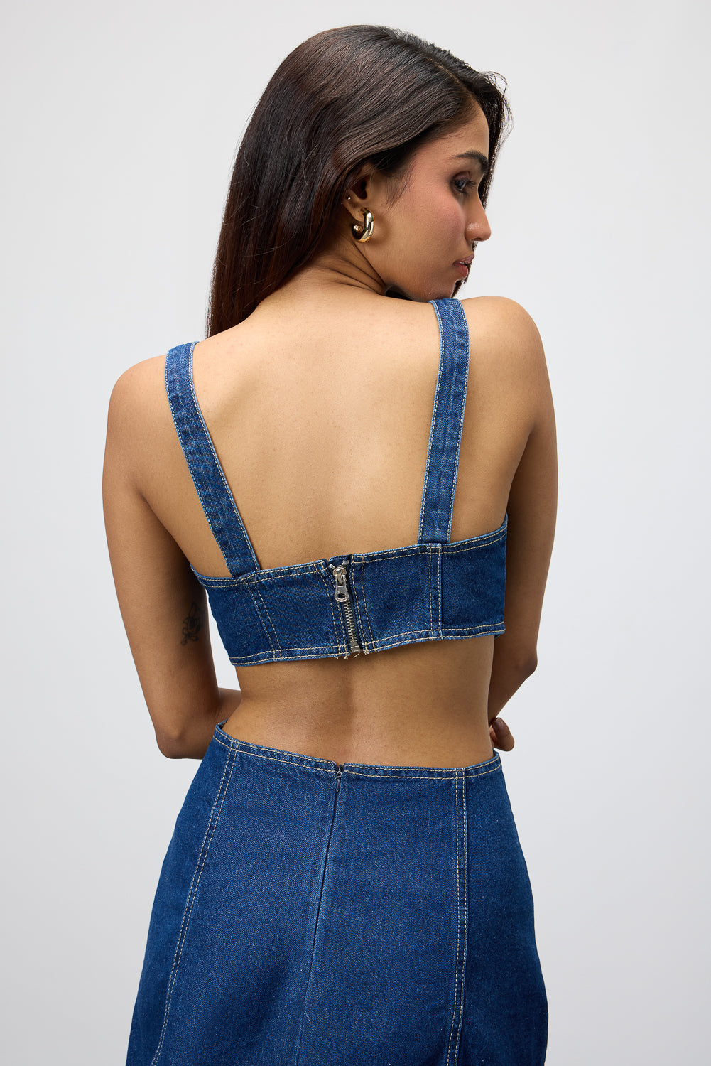 Cut Out Mini Denim Dress