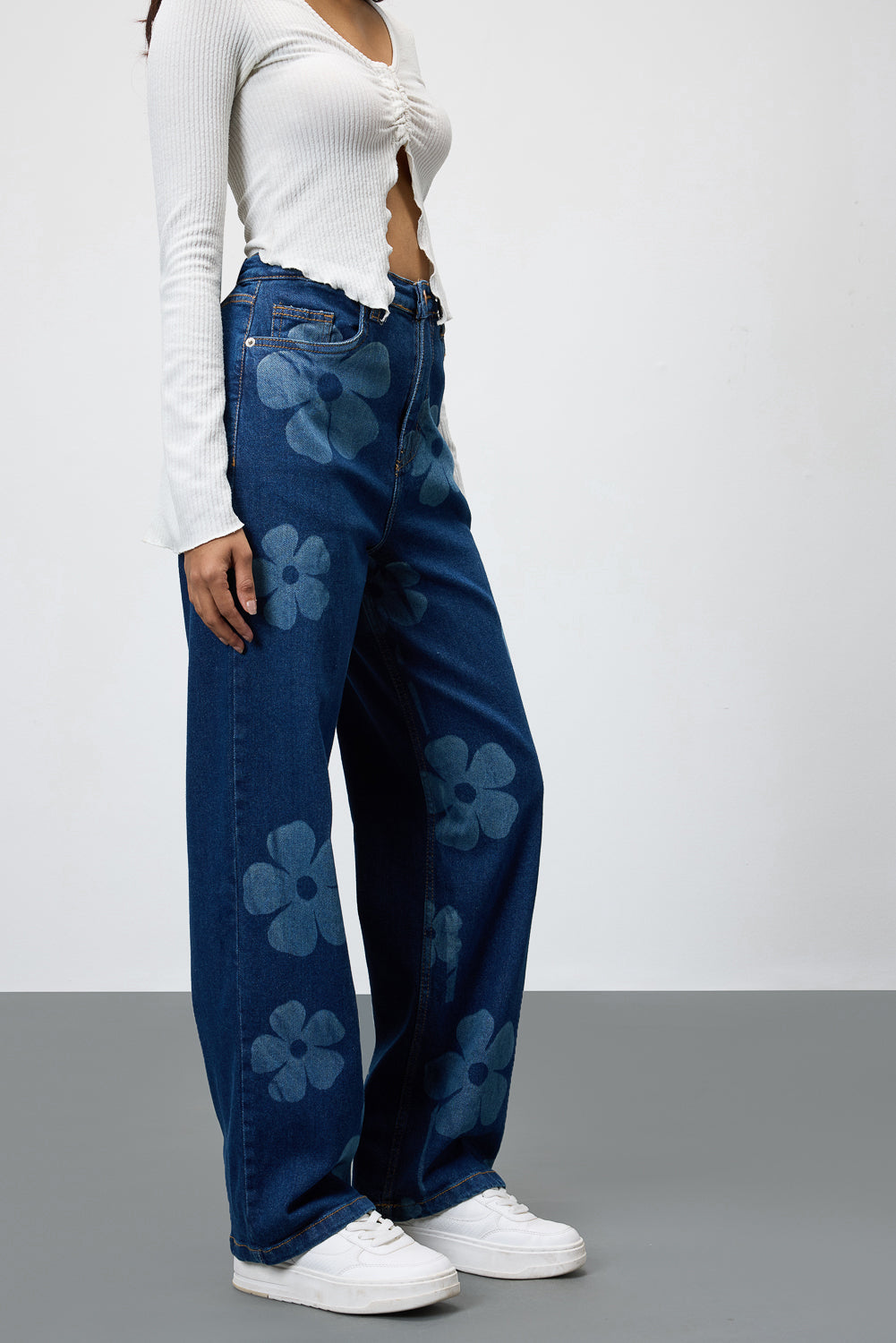 Midnight Blooms Floral Stretch Straight Jeans