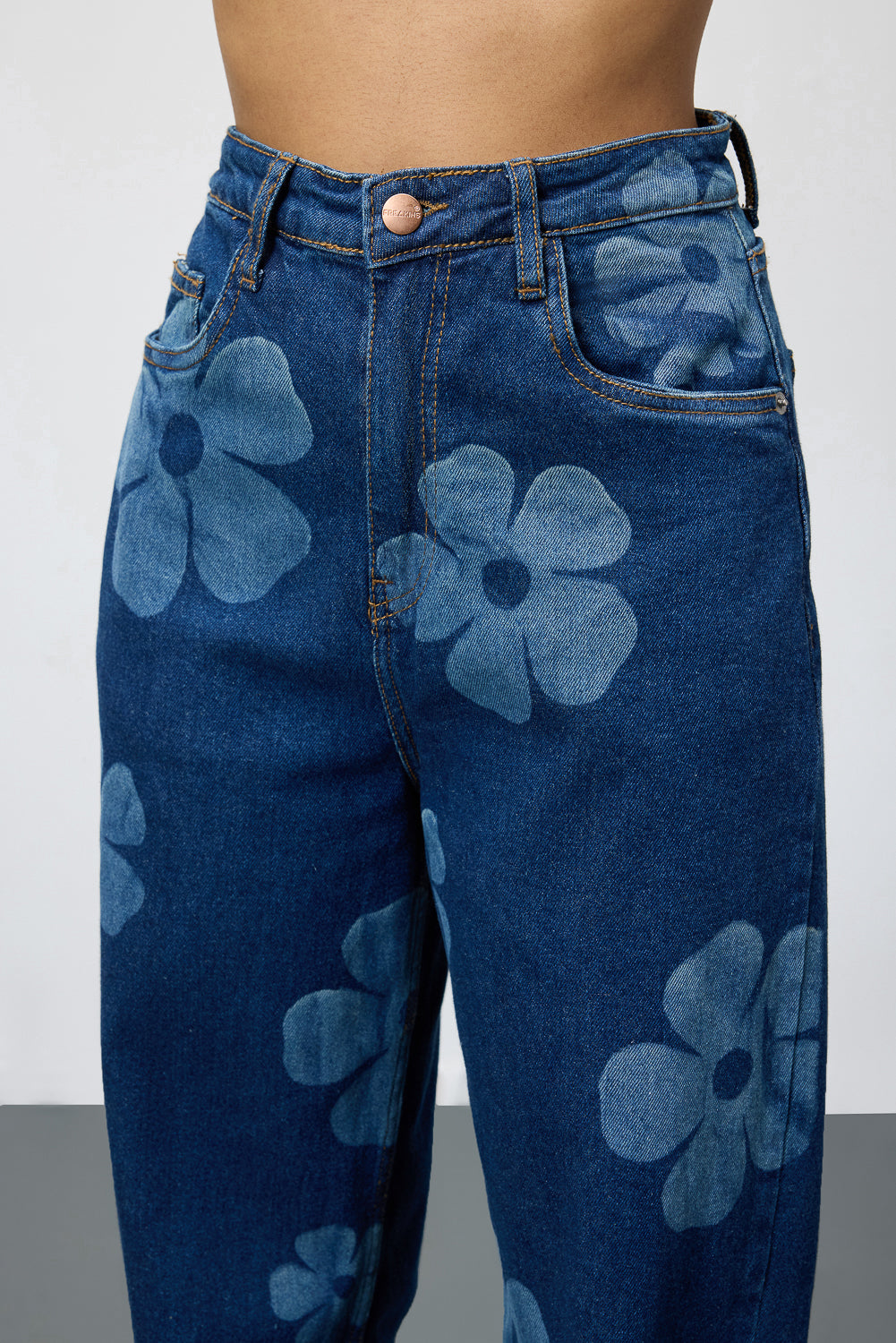 Midnight Blooms Floral Stretch Straight Jeans