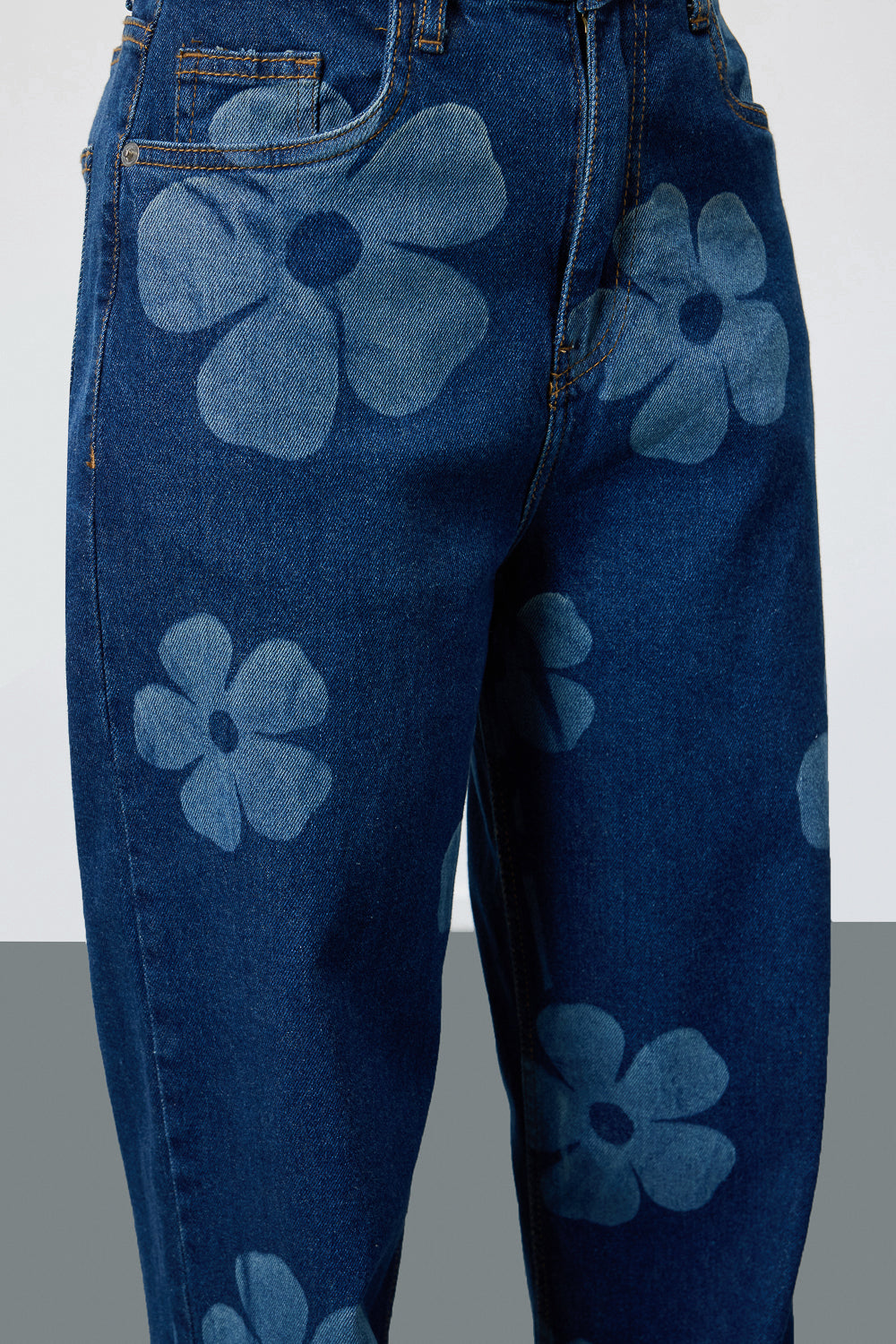 Midnight Blooms Floral Stretch Straight Jeans