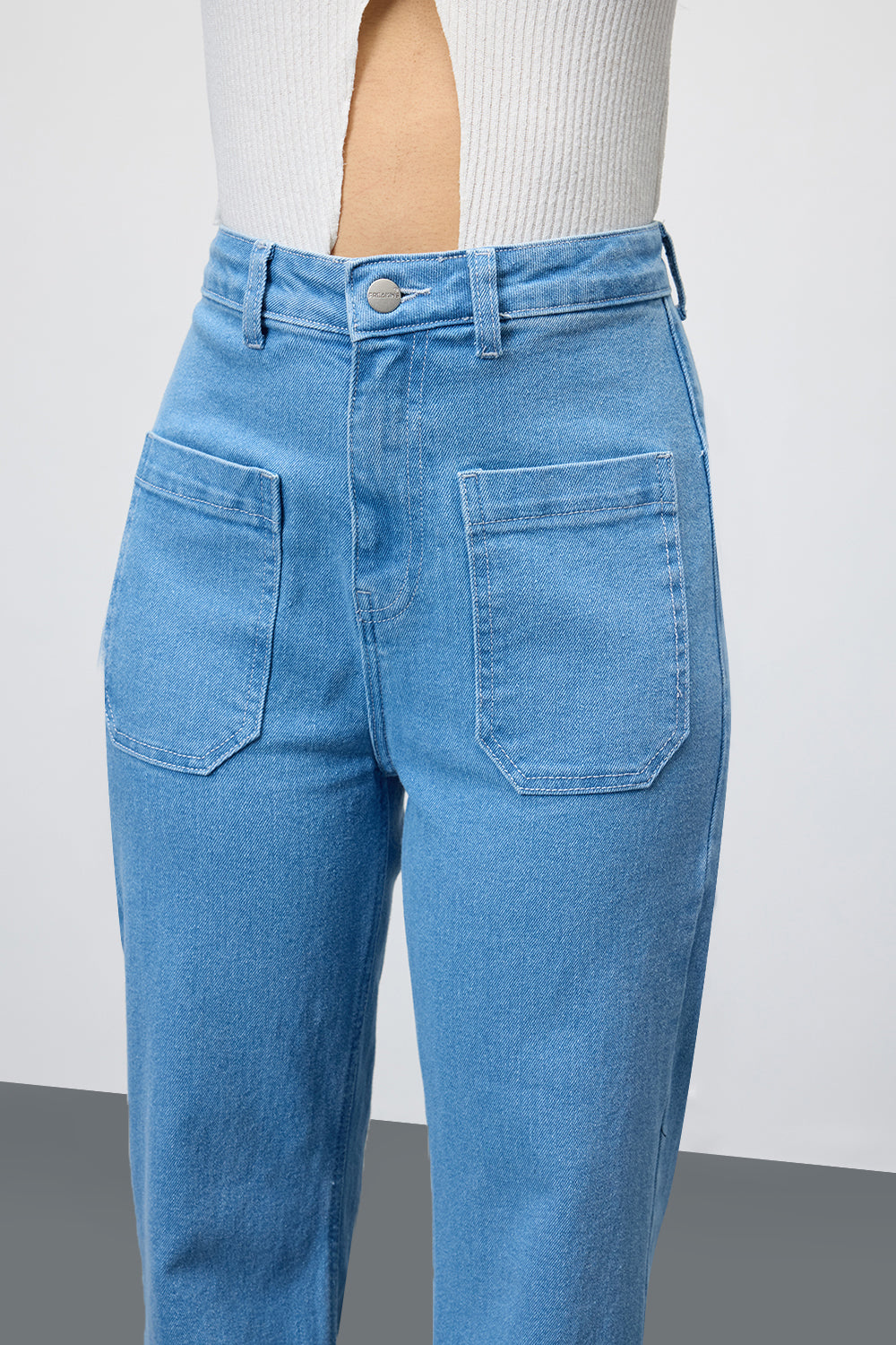 Coastal Breeze High-Waist Pocketed Bootcut Jeans