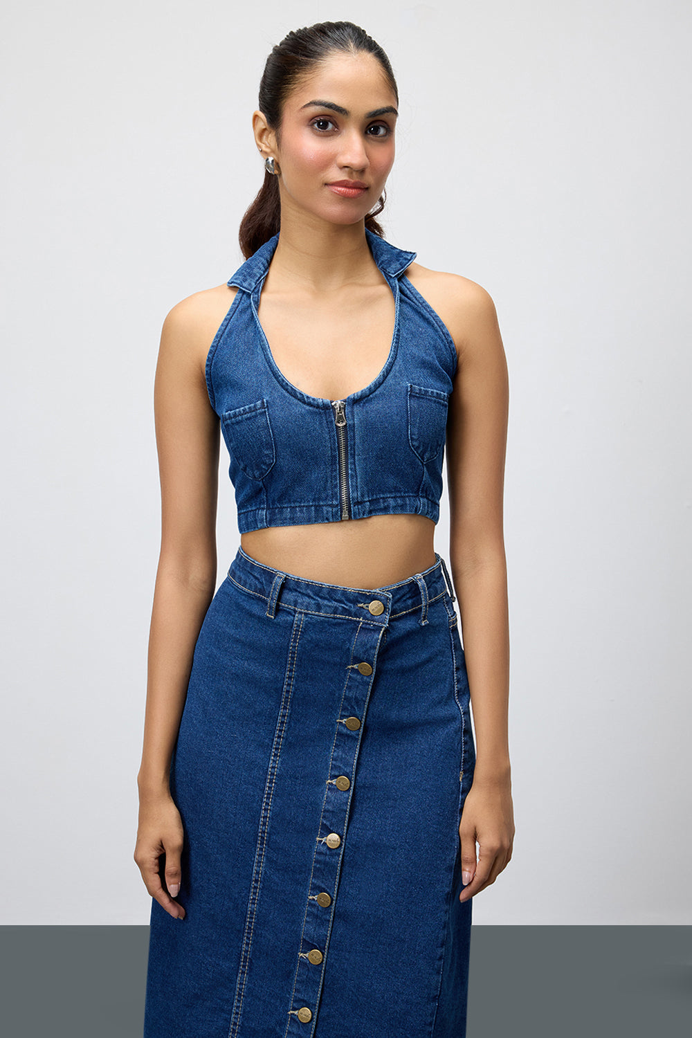 Blue Abyss Denim Cropped Top