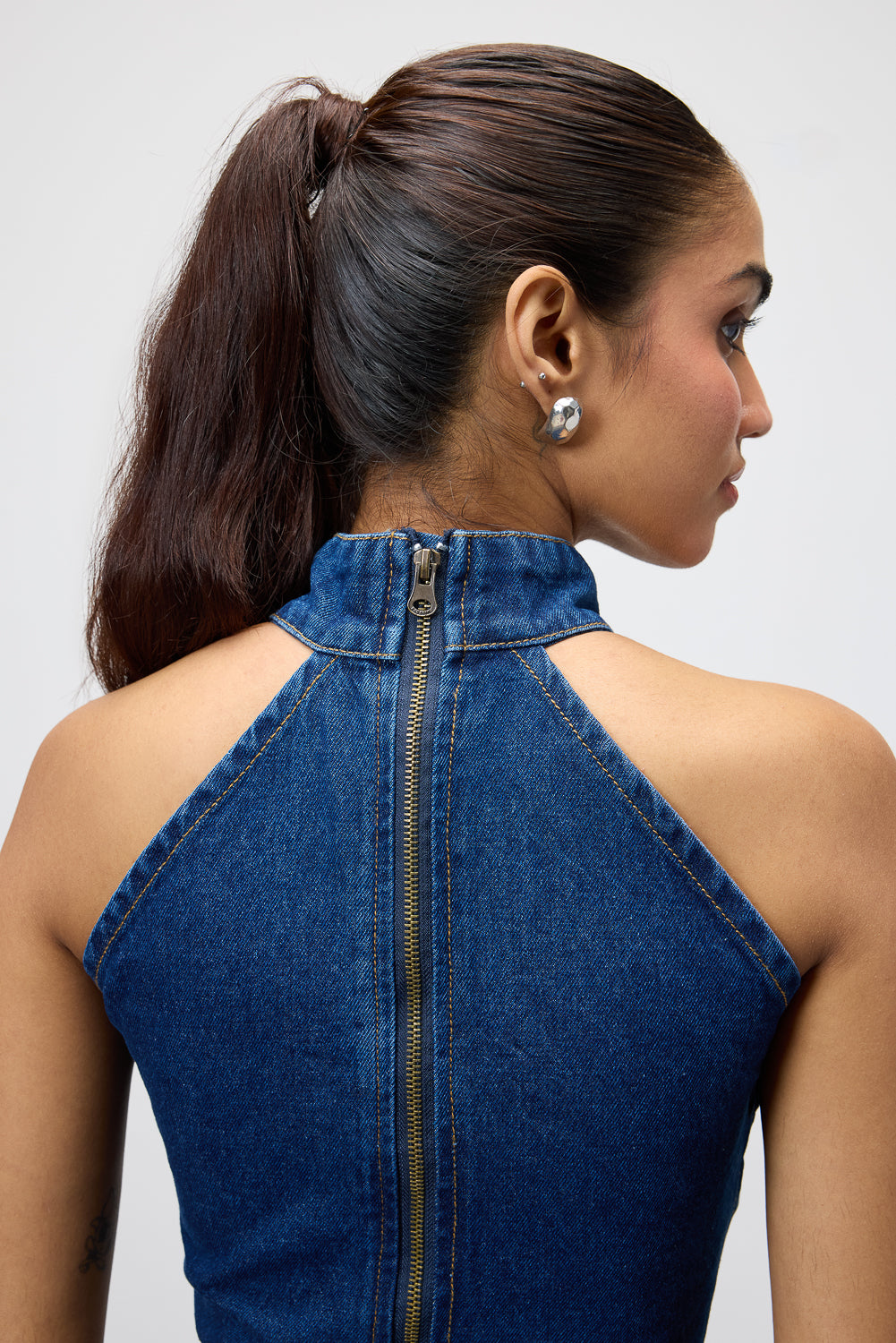 Blue store denim top