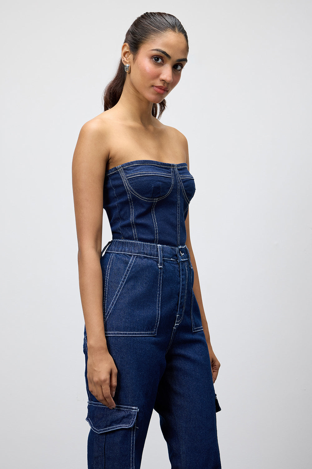 Midnight Dark Bodysuit Denim Top