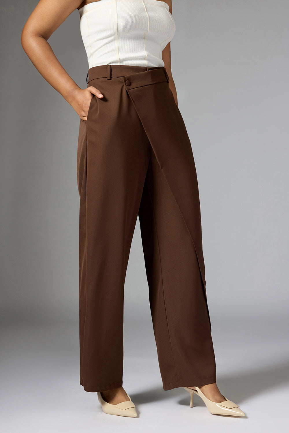 Brunette Wrap Around  Trousers