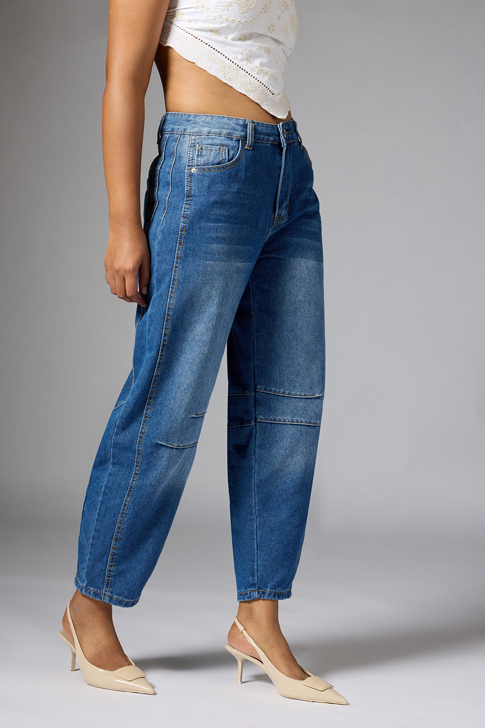 Yale Blue Barrel Leg Jeans