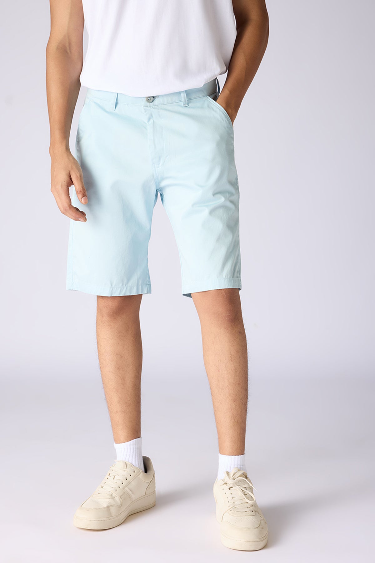 Men's Light Blue Denim Effect Shorts