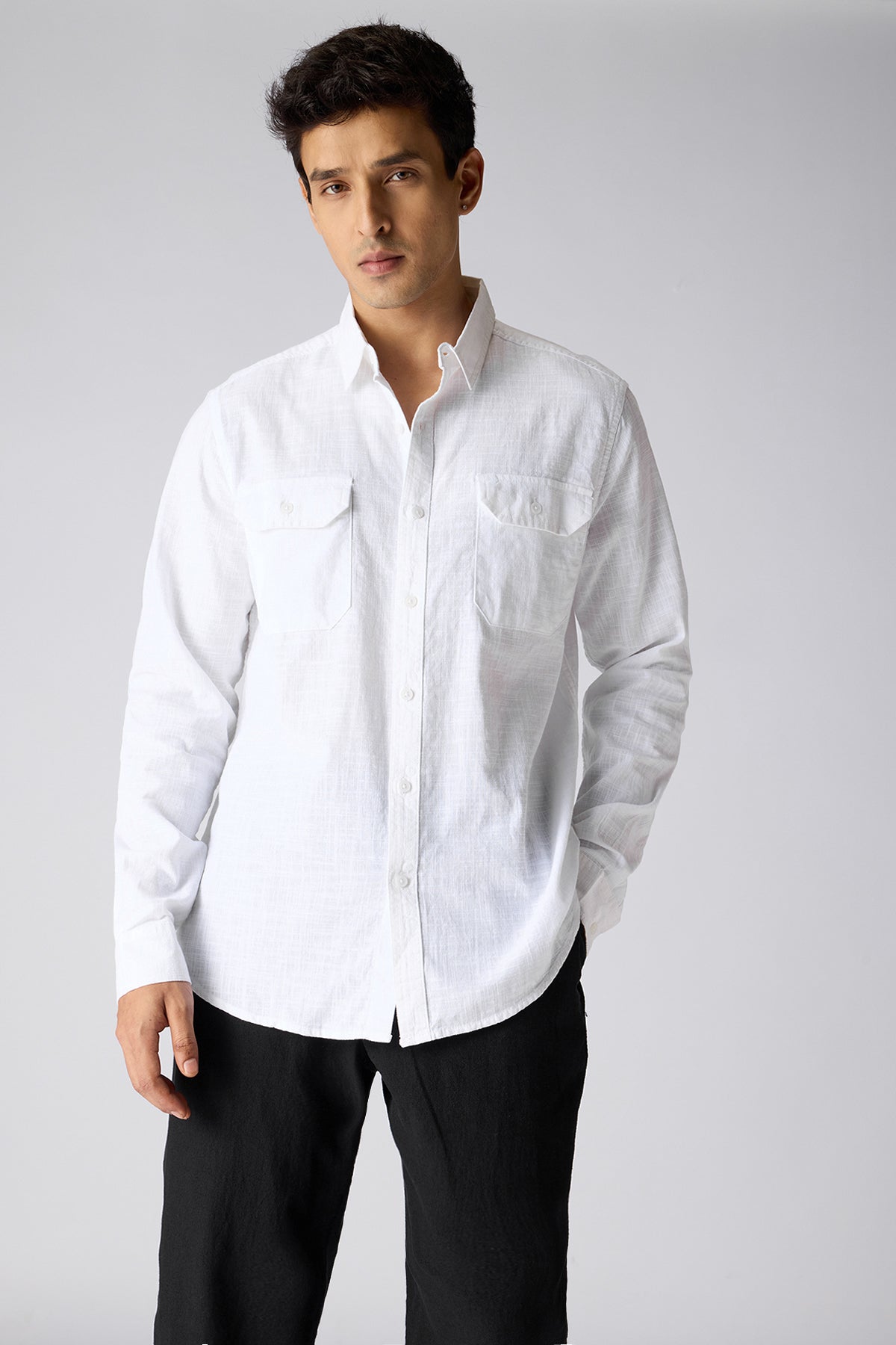 Blaze White Solid Men's Shirt