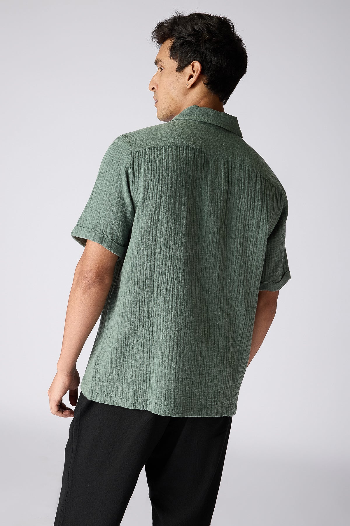 Seersucker Celeste Green Men's Polo Shirt