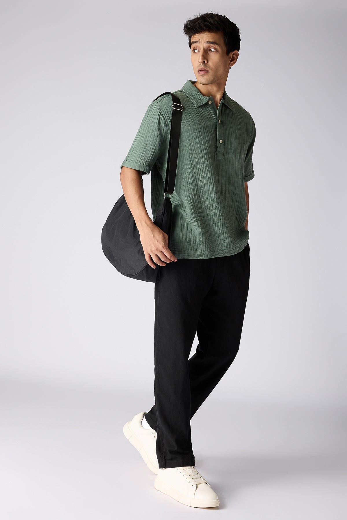 Seersucker Celeste Green Men's Polo Shirt