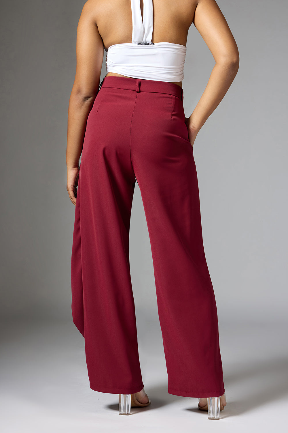 Cherry Red Wrap Around Trousers