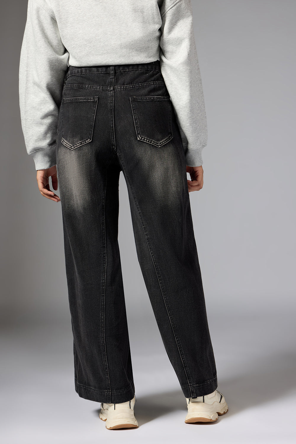 Stone washed Charcoal Baggy Jeans