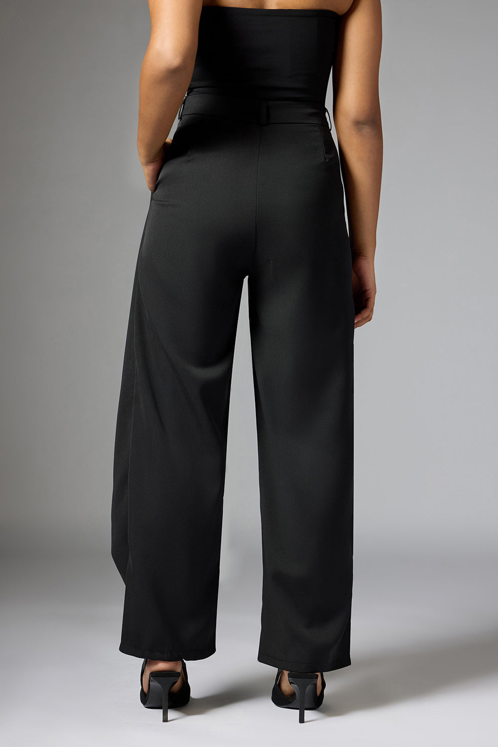 Onyx Black Wrap Front Korean Pants