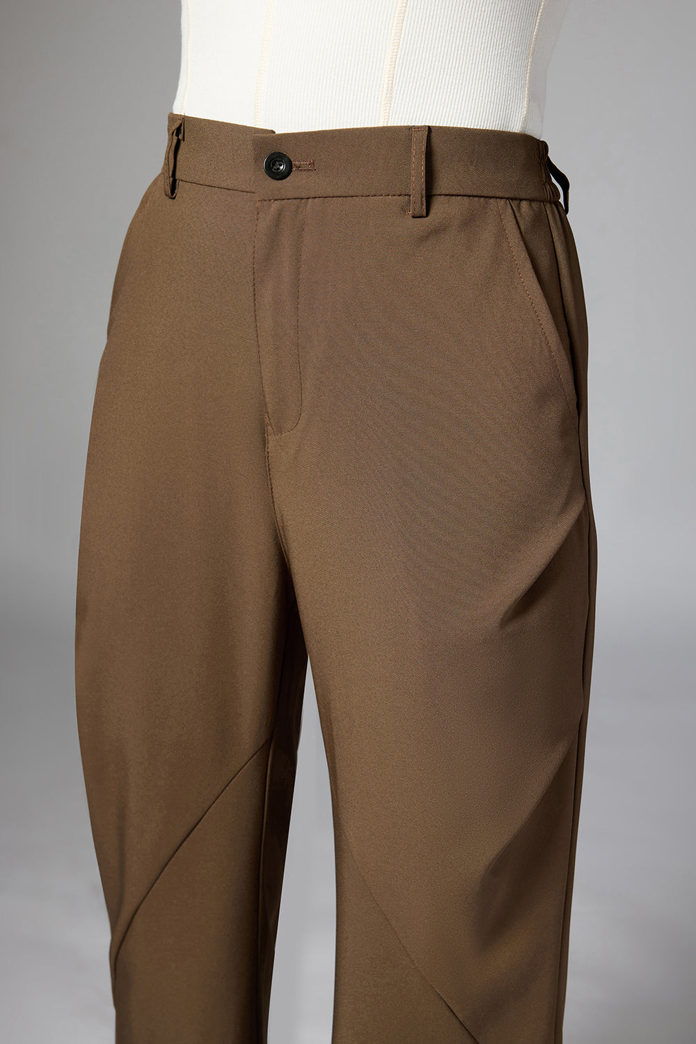 Taupe Panelled Bootcut Korean Pant