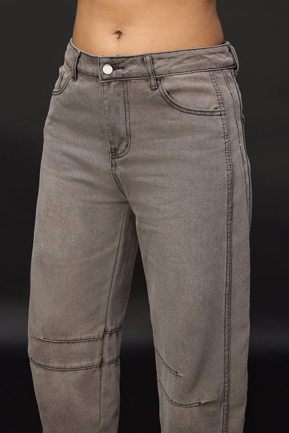 Taupe Grey Barrel Leg Jeans