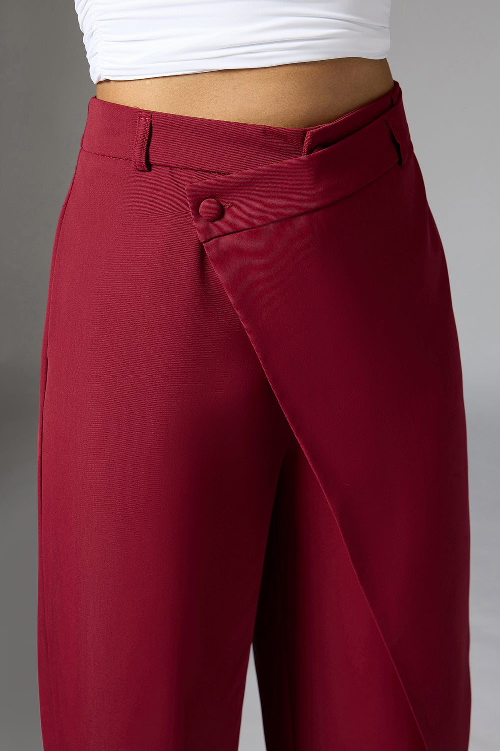 Cherry Red Wrap Around Trousers