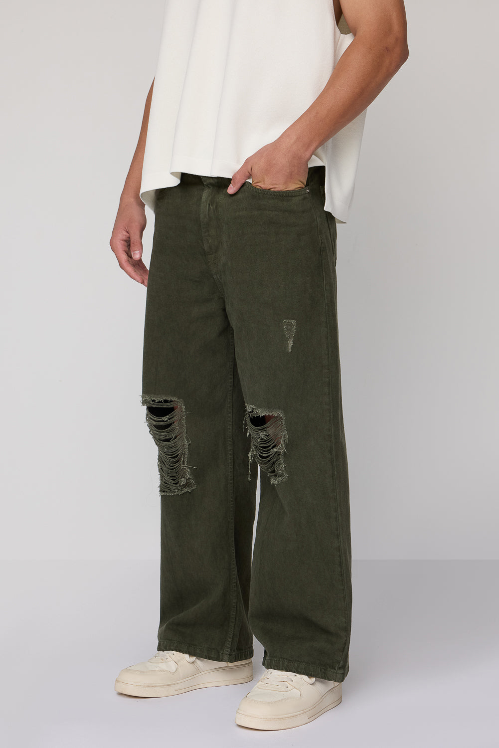 Sage Edge Men's Wide Leg Distress Jeans