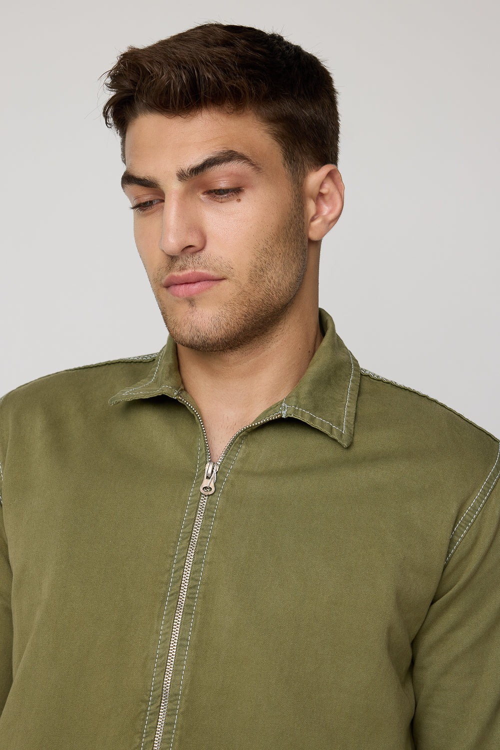 Militant Olive Men’s Long Sleeve Zip Shacket