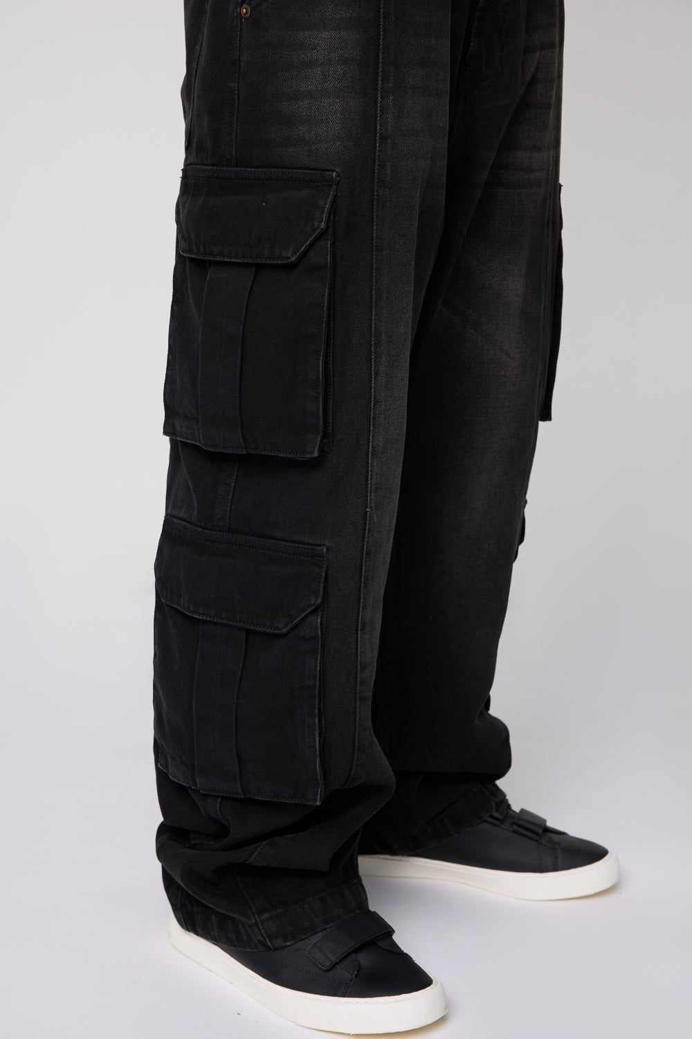 Panther Black Men's Baggy Utility Cargo Jeans