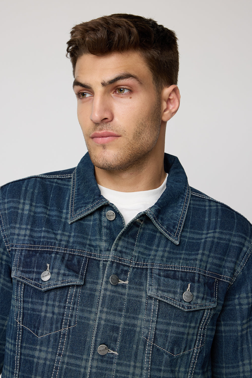 Men's Retro Plaid Denim Jacket