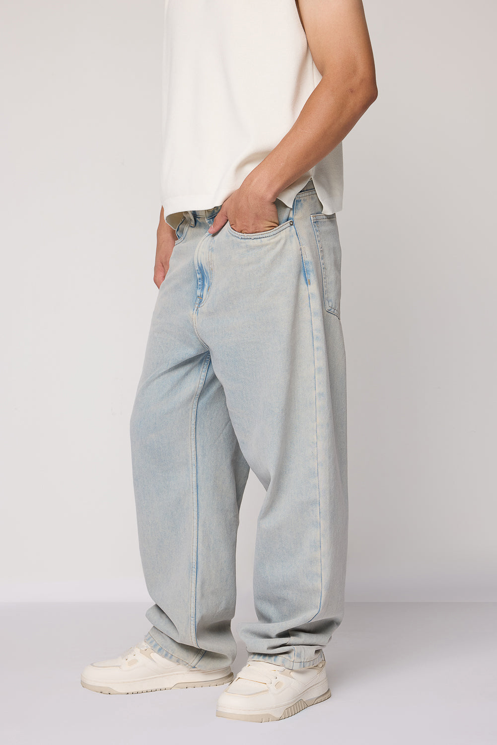 Aqua Blue Light Wash Men's Baggy Fit Jeans